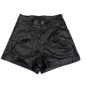 Black Faux Leather Shorts ~ Petite Size‎ M
